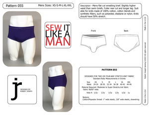 Men's Wrestling Brief Underwear Swimsuit PDF Sewing Pattern 055