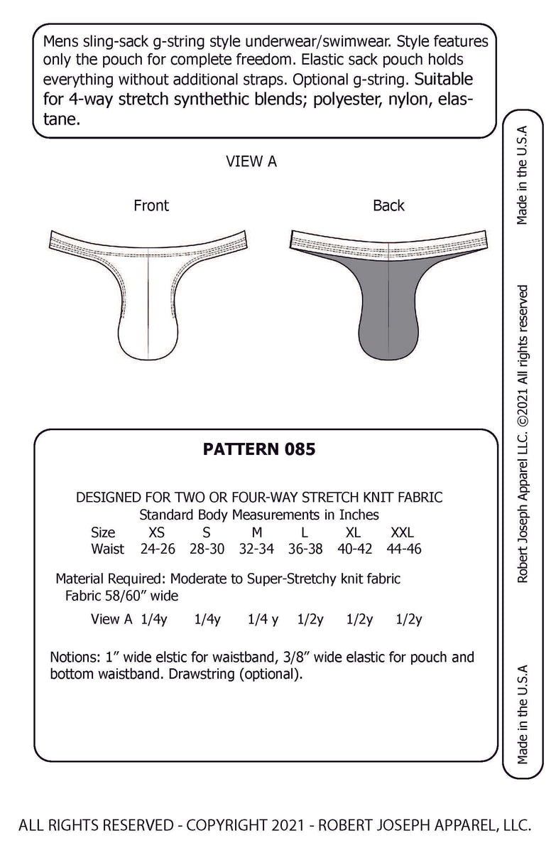 Mens Strapless Sling/Sack Jockstrap GString Sewing Pattern PDF Downlo
