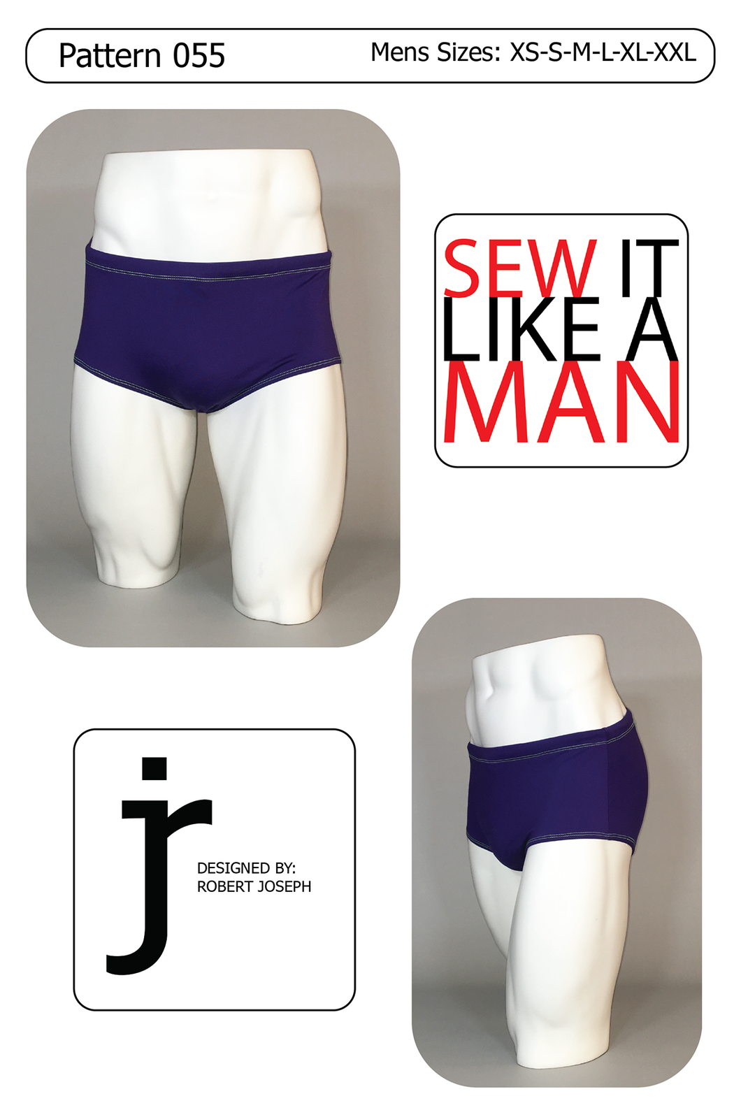 Men's Wrestling Brief Underwear Swimsuit MAIL Sewing Pattern 055