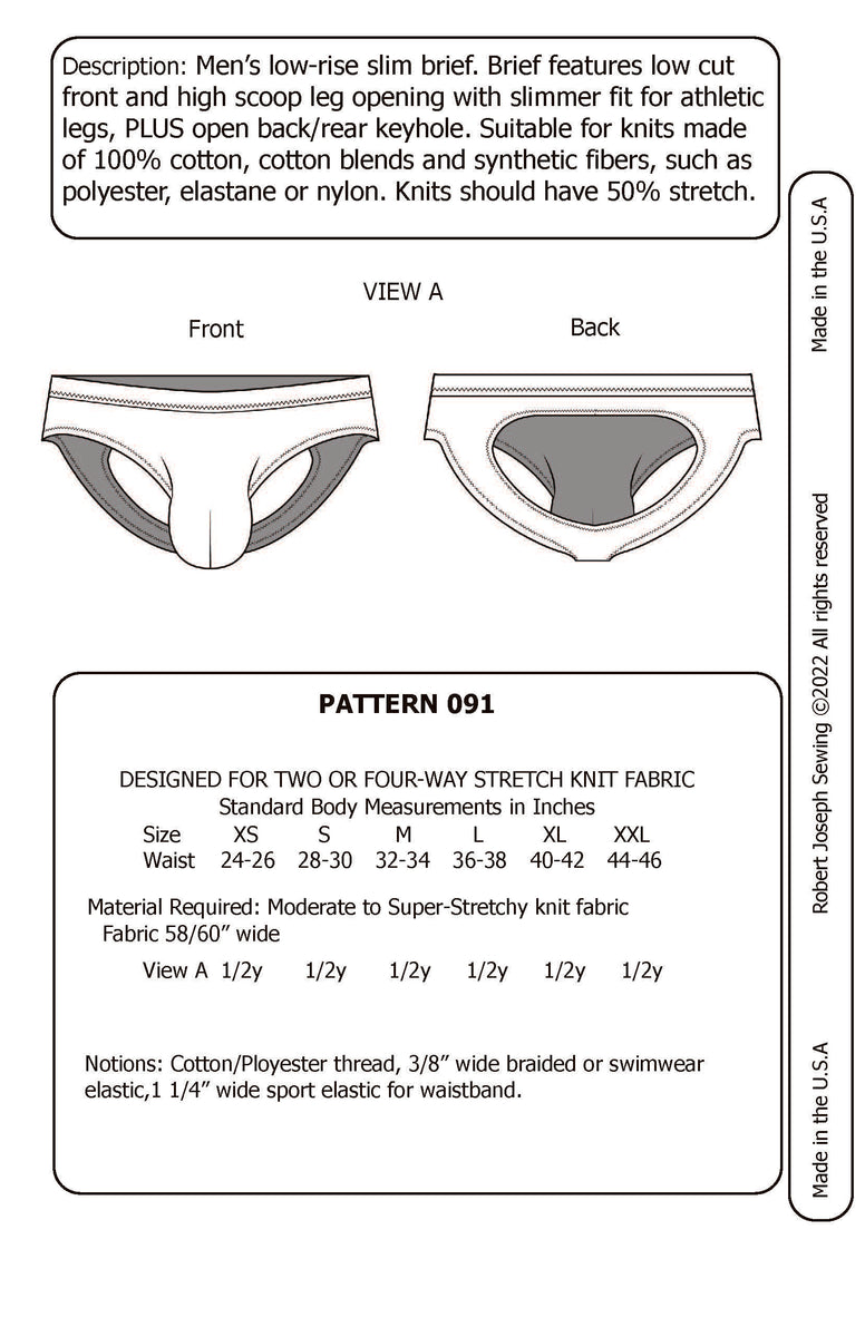 Men’s Backless Low-Rise Underwear Brief 091 PDF Sewing Pattern – Sew It ...