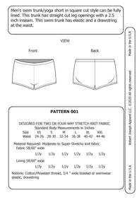 Mens Square Cut Swim Trunk Yoga Short Sewing Pattern PDF Digital Download