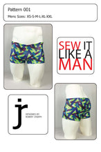 Load image into Gallery viewer, Mens Square Cut Swim Trunk Yoga Short Sewing Pattern MAIL