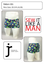Load image into Gallery viewer, Mens Square Cut Swim Trunk Yoga Short Sewing Pattern PDF Digital Download
