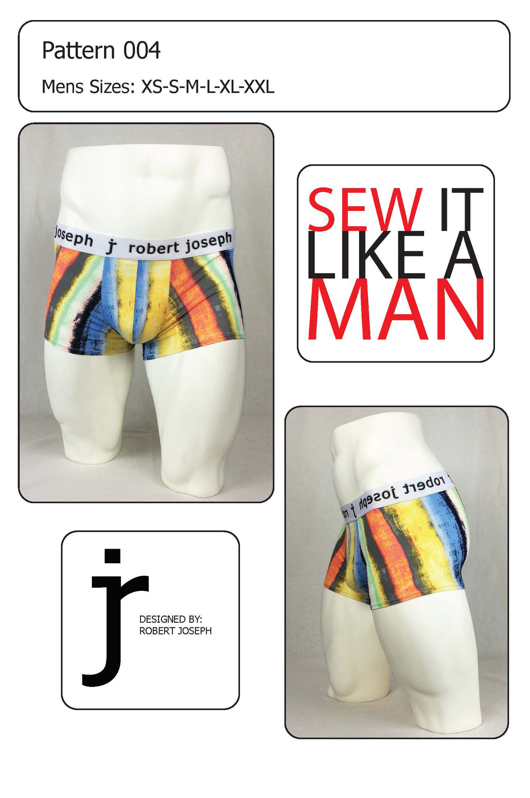 Mens Boxer Brief Trunk Underwear Sewing Pattern PDF Digital Download