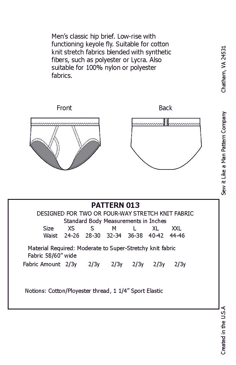 Men's Classic Hip Brief Sewing Pattern PDF – Sew It Like A Man