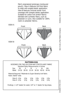 Mens Contoured Jockstrap Underwear Sewing Pattern MAIL
