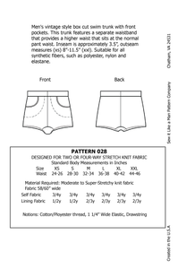 Men's Box Cut Swim Trunk w/ Pockets, Waistband Sewing Pattern PDF