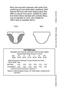 Men's Full Pouch Low Rise Bikini Sewing Pattern MAIL