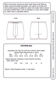 Men’s Front Pouch Square-Cut Boxer Brief 052 PDF Sewing Pattern