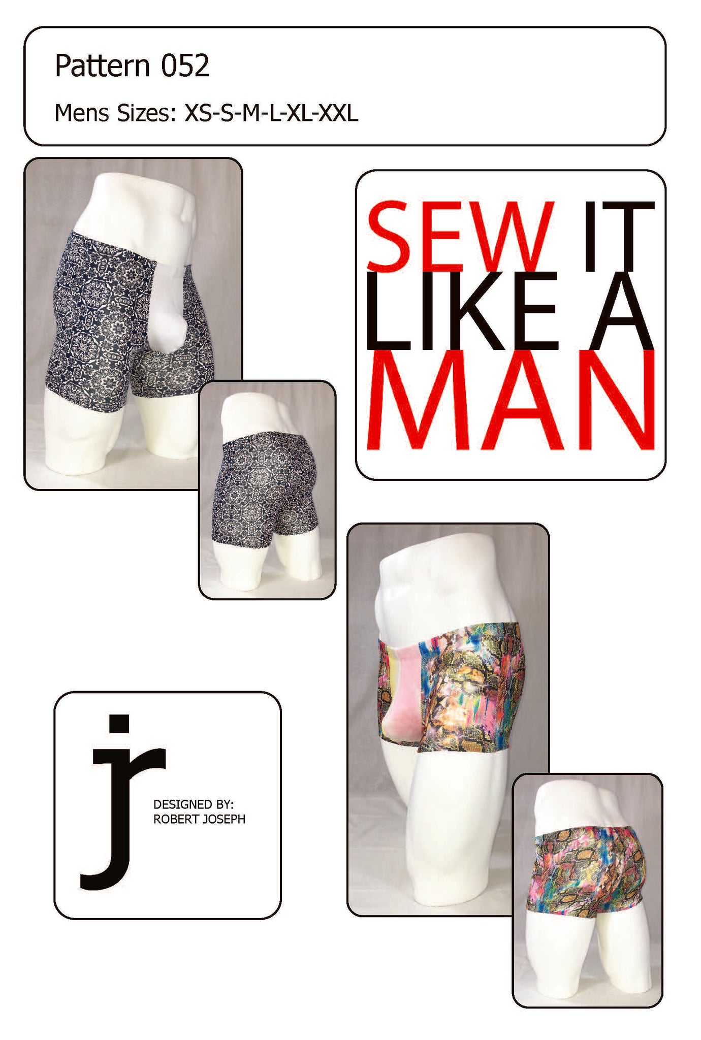 Boxer Brief Pattern Block Men’s Front Pouch Square-Cut Boxer Brief 052 PDF Sewing Pattern – Sew ...