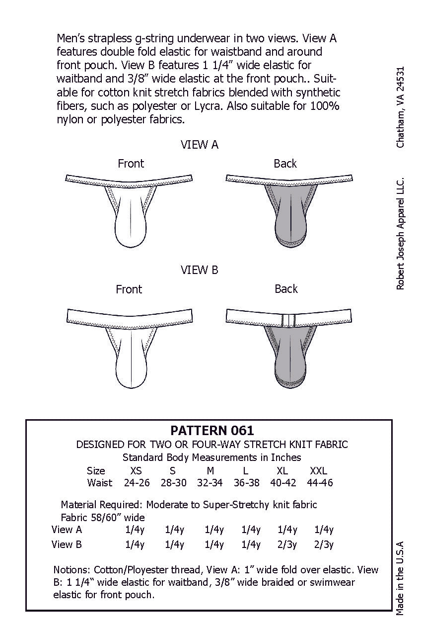 Men's Strapless Sack Pouch G-String Jockstrap Underwear Sewing Pattern – Sew It Like A Man Men's Strapless Sack Pouch G-String Jockstrap Underwear Sewing Pattern – Sew It Like A Man