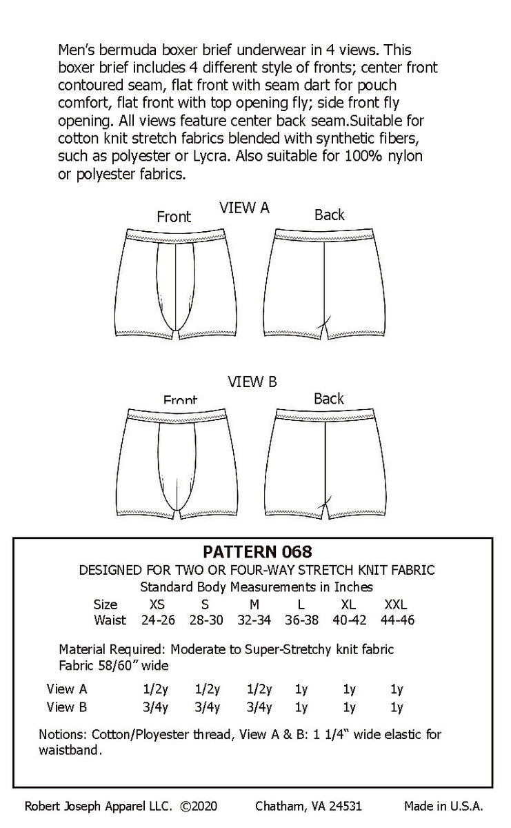 Mens Bermuda Boxer Brief Trunk Underwear Sewing Pattern PDF – Sew It ...