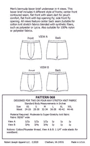 Mens Bermuda Boxer Brief Trunk Underwear Sewing Pattern PDF