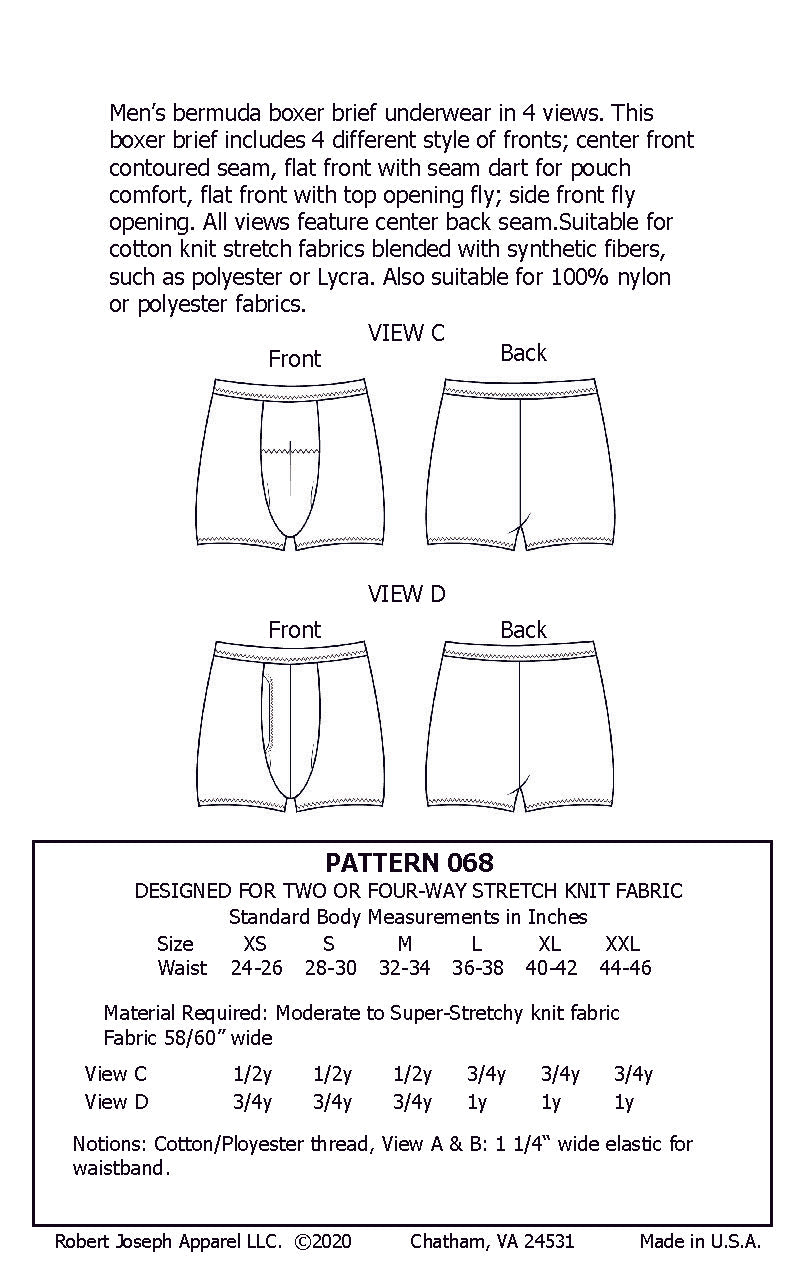 Mens Bermuda Boxer Brief Trunk Underwear Sewing Pattern PDF – Sew It ...