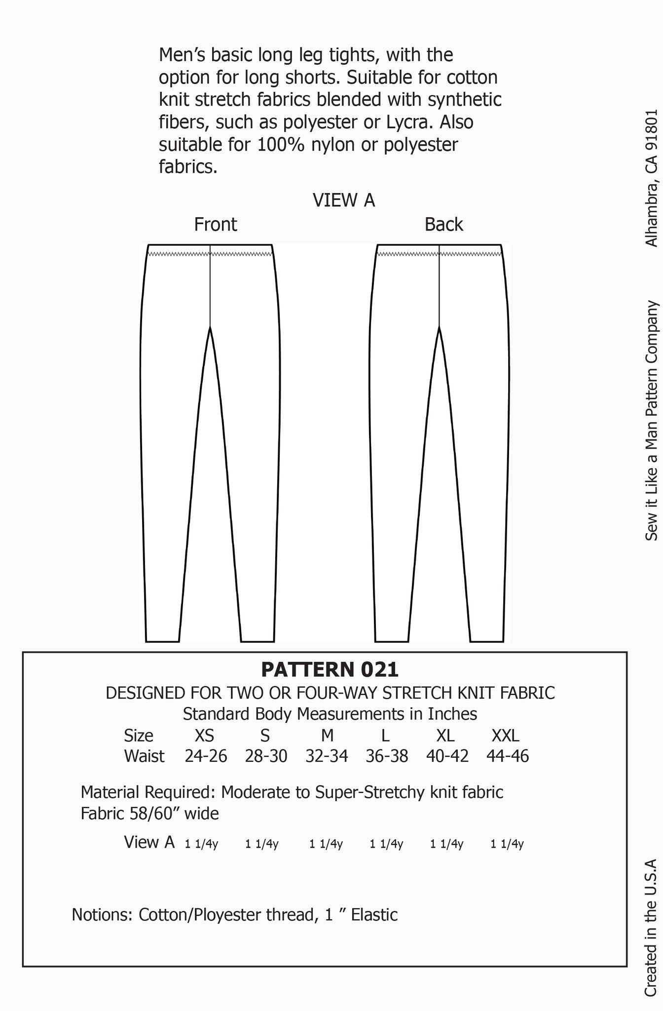 Mens Tights / Leggings Sewing Pattern PDF – Sew It Like A Man