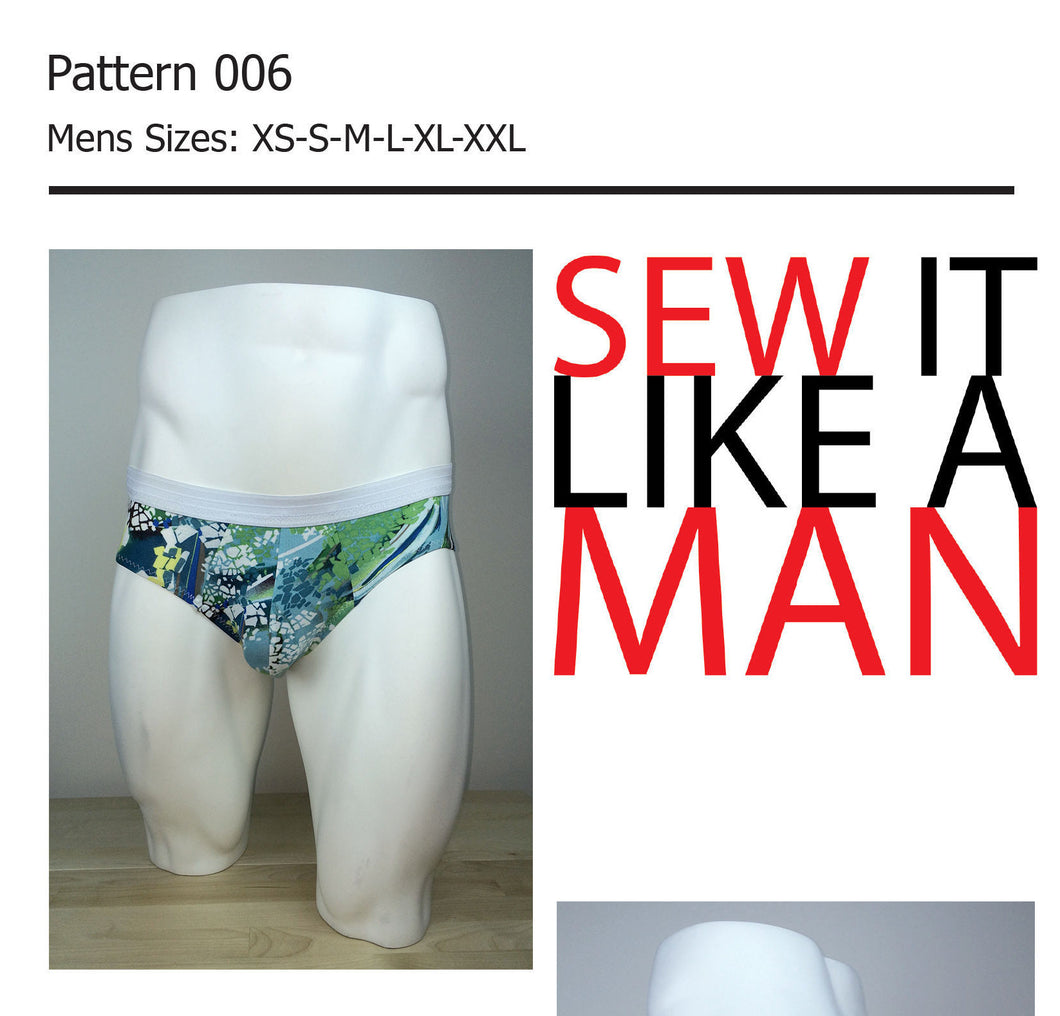 Mens Front Pouch Brief Underwear Sewing Pattern PDF