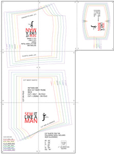 Mens Box-Cut Swim Trunk Sewing Pattern PDF