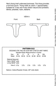 Mens Swim Thong Posing Underwear Sewing Pattern PDF