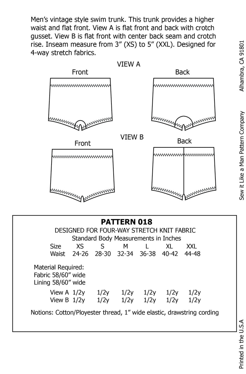 Mens Vintage Swim Trunk Sewing Pattern PDF – Sew It Like A Man