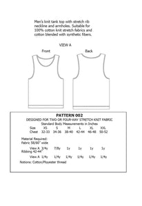Mens Tank Top Sewing Pattern MAIL